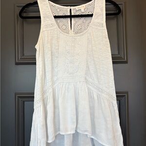 Anthropologie - Meadow Rue White Lace Detail Sleeveless Top